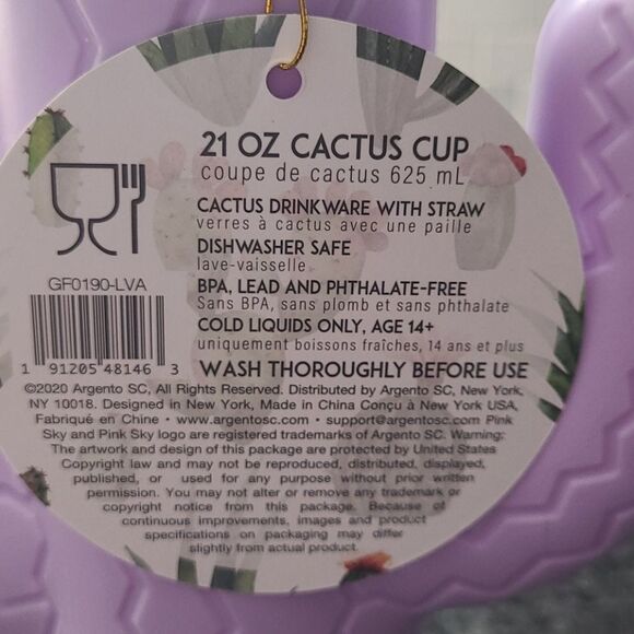 🥤 purple cactus cup with straw - Picture 3 of 3